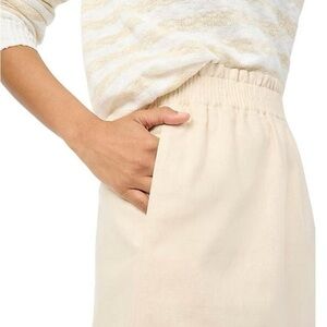 J.Crew Cream Elastic Waistband Linen-cotton blend city skirt